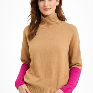 Pinch Camel and Pink Cowl Neck Sweater